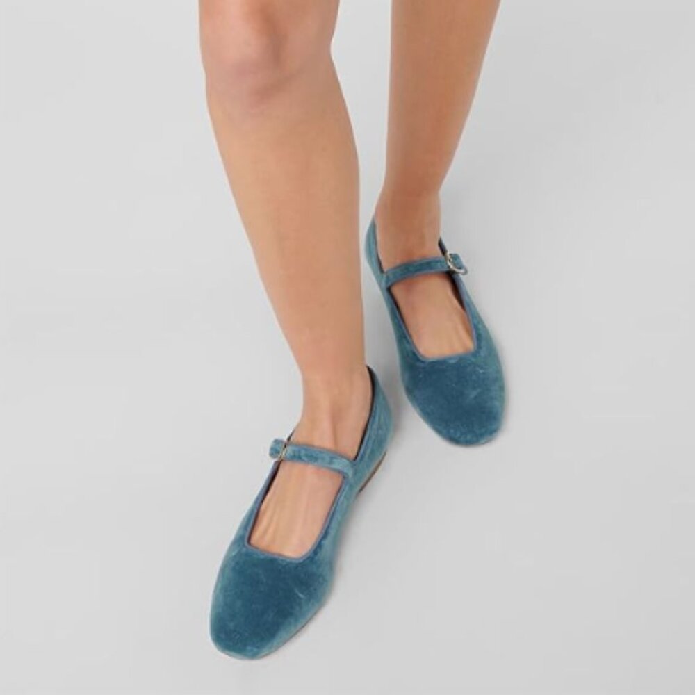 Blue Velvet Flats